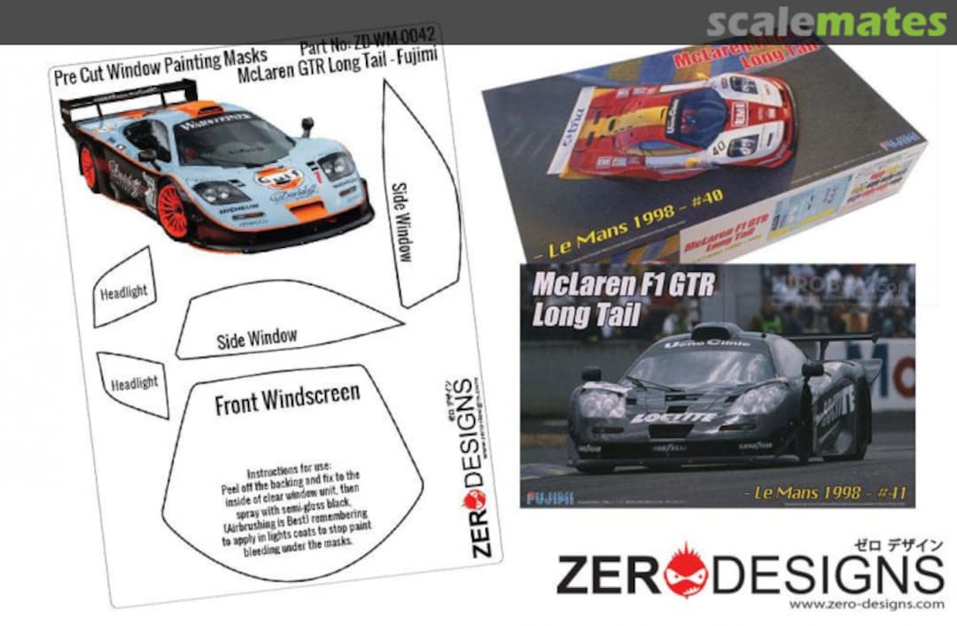 Boxart Mclaren F1 GTR Long Tail Pre Cut Window Painting Masks ZD-WM-0042 Zerodesigns Boxart Mclaren F1 GTR Long Tail Pre Cut Window Painting Masks ZD-WM-0042 Zerodesigns