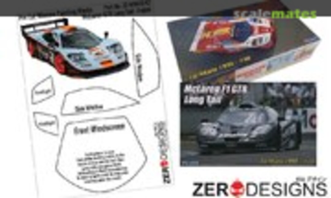 1:24 Mclaren F1 GTR Long Tail Pre Cut Window Painting Masks (Zerodesigns ZD-WM-0042) ZD-WM-0042