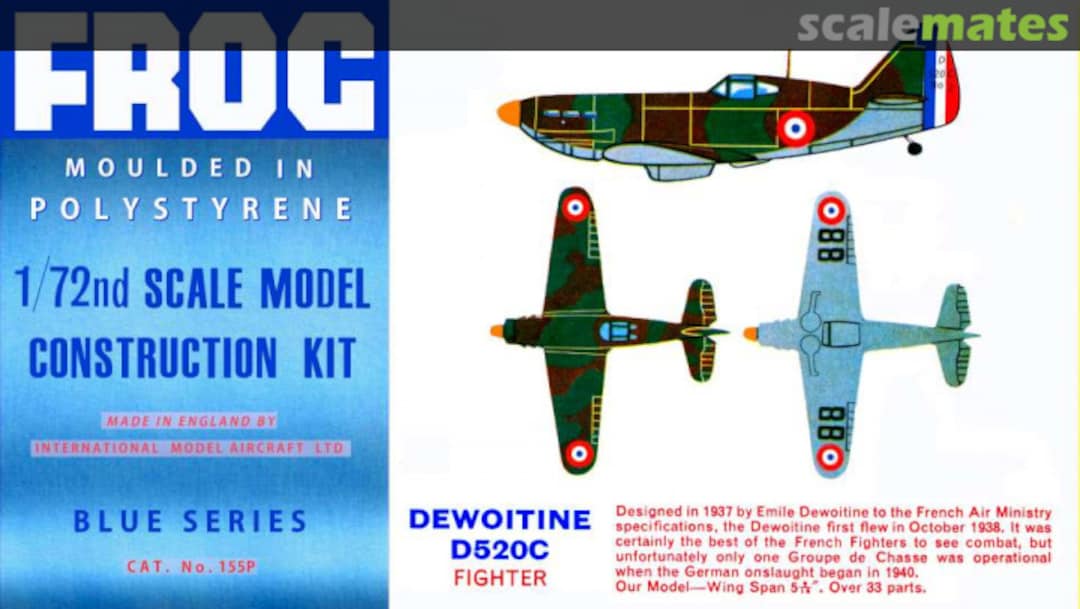 Boxart Dewoitine D520C Fighter 155P FROG Boxart Dewoitine D520C Fighter 155P FROG
