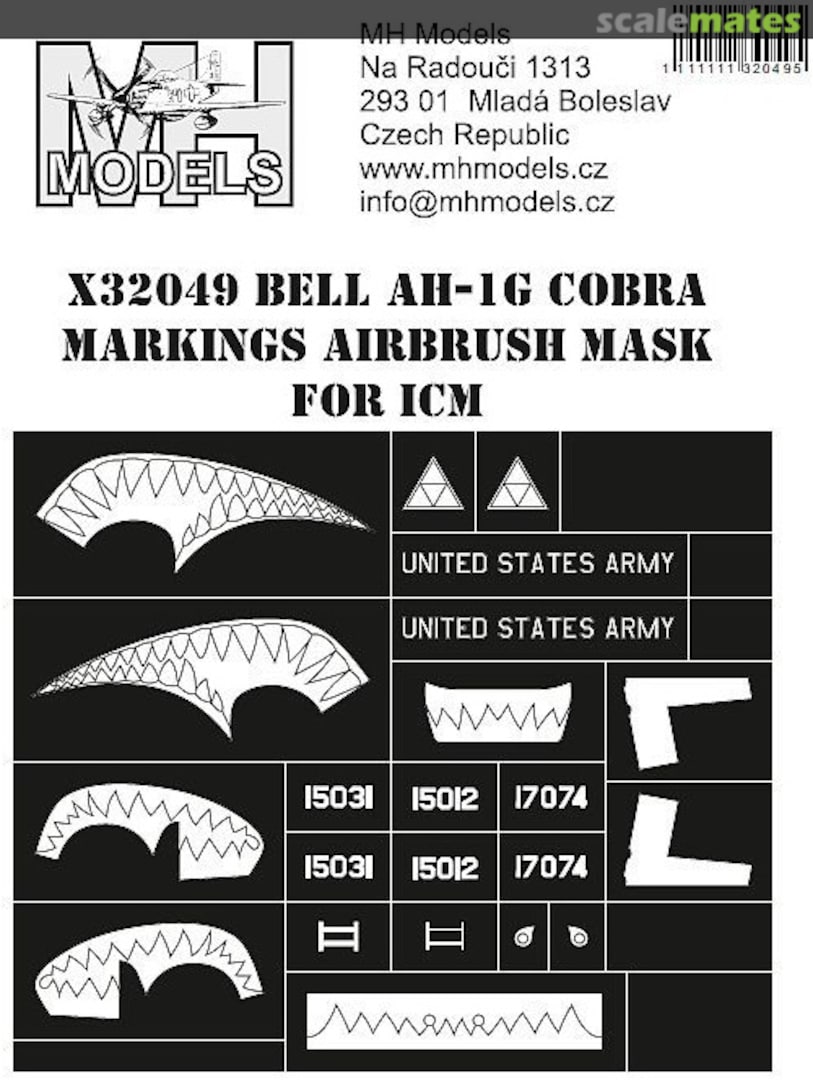 Boxart Bell AH-1G Cobra Markings Airbrush Mask X32049 MH Models Boxart Bell AH-1G Cobra Markings Airbrush Mask X32049 MH Models