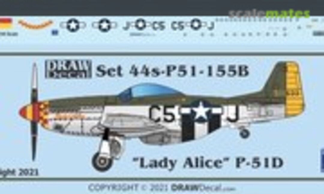 1:144 “Lady Alice” P-51D (Draw Decal 44-P51-155B) 44-P51-155B