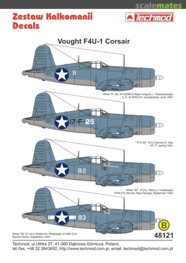 Boxart Vought F4U-1 Corsair 48121 Techmod Boxart Vought F4U-1 Corsair 48121 Techmod
