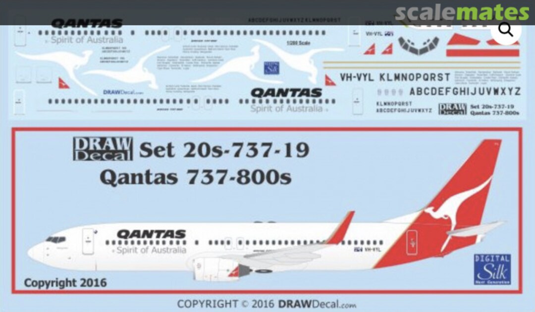 Boxart Qantas 737-800s 20s-737-19 Draw Decal Boxart Qantas 737-800s 20s-737-19 Draw Decal