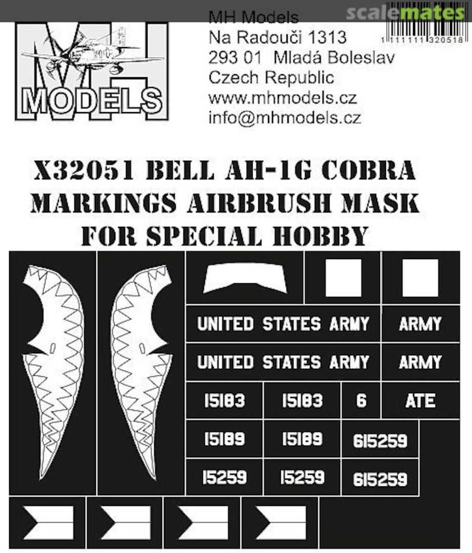 Boxart Bell AH-1G Cobra Markings Airbrush Mask X32051 MH Models Boxart Bell AH-1G Cobra Markings Airbrush Mask X32051 MH Models