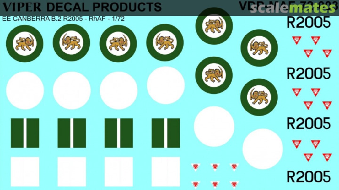 Boxart Rhodesian Air Force Canberra B.2 R2005 MAF72003 Viper Decal Products Boxart Rhodesian Air Force Canberra B.2 R2005 MAF72003 Viper Decal Products