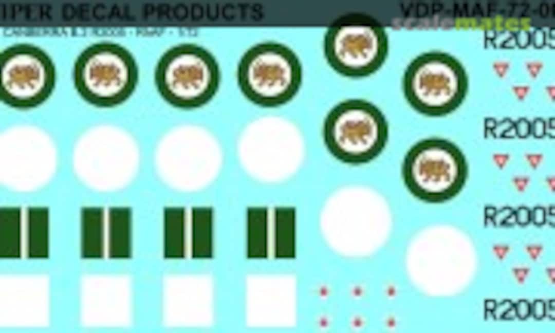 1:72 Rhodesian Air Force Canberra B.2 R2005 (Viper Decal Products MAF72003) MAF72003
