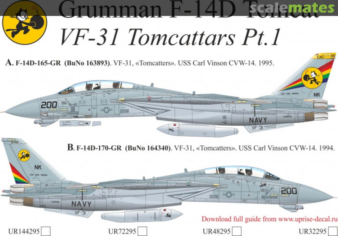 Boxart Grumman F-14D Tomcat VF-31 Tomcattars Pt.1 UR144295 UpRise Decal Boxart Grumman F-14D Tomcat VF-31 Tomcattars Pt.1 UR144295 UpRise Decal