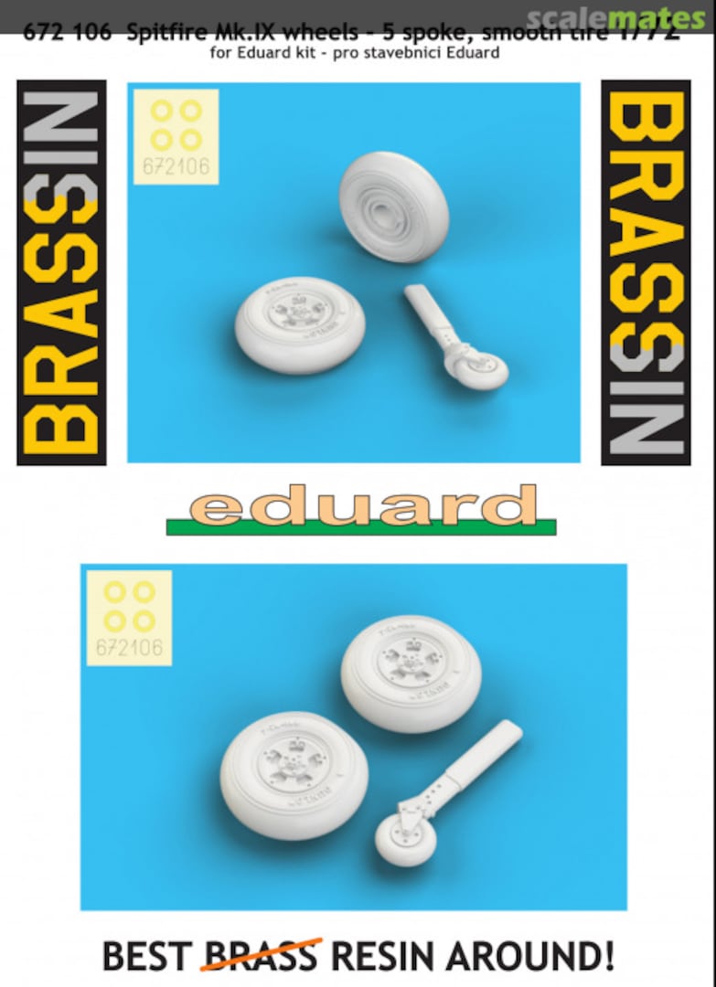 Boxart Spitfire Mk.IX wheels - 5 spoke, smooth tire 672106 Eduard Boxart Spitfire Mk.IX wheels - 5 spoke, smooth tire 672106 Eduard