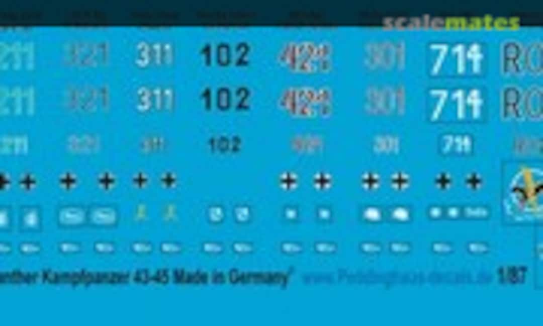 1:87 Panther Markierungen für 9 Fahrzeuge (Peddinghaus-Decals EP 1002) EP 1002