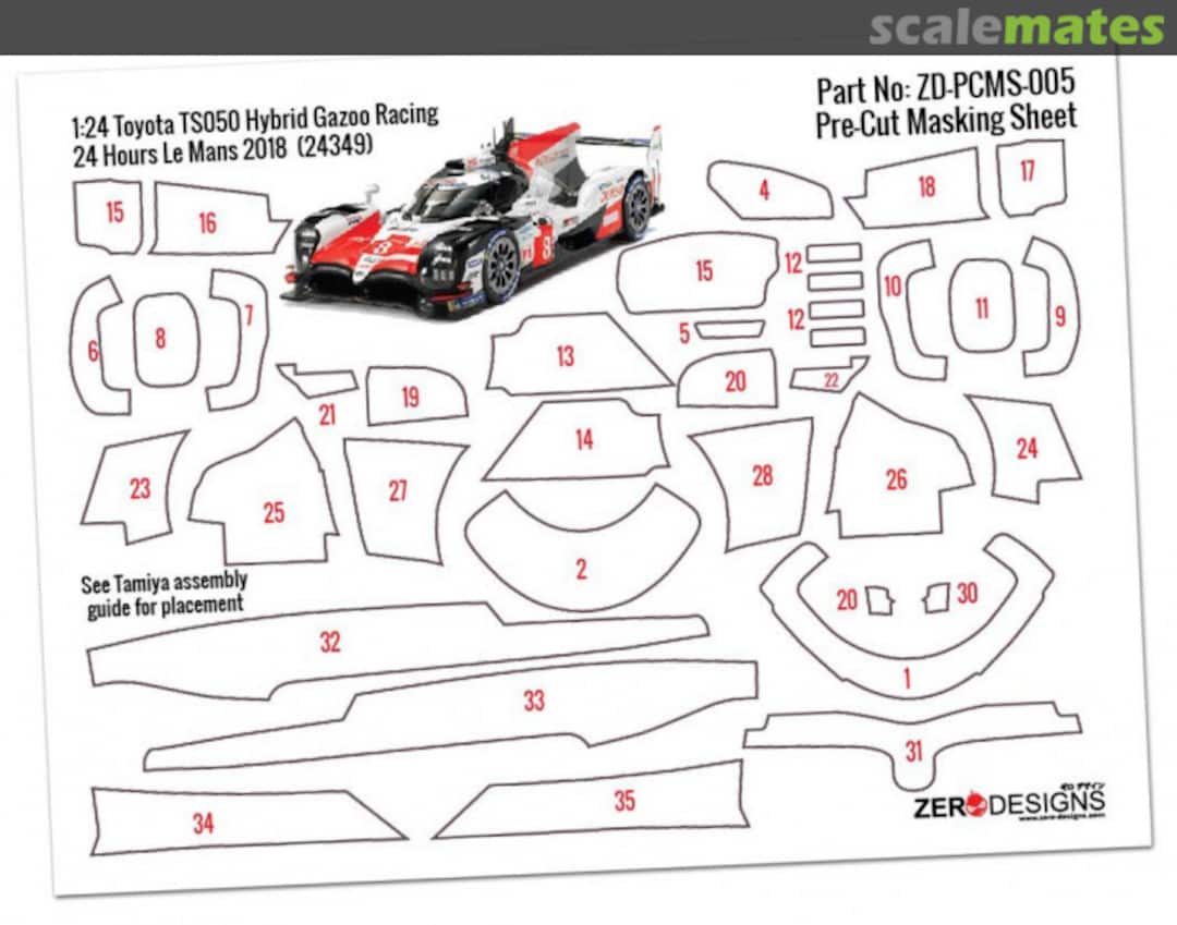 Boxart Pre-Cut Masking Sheet Toyota TS050 Hybrid Gazoo Racing ZD-PCMS-005 Zerodesigns