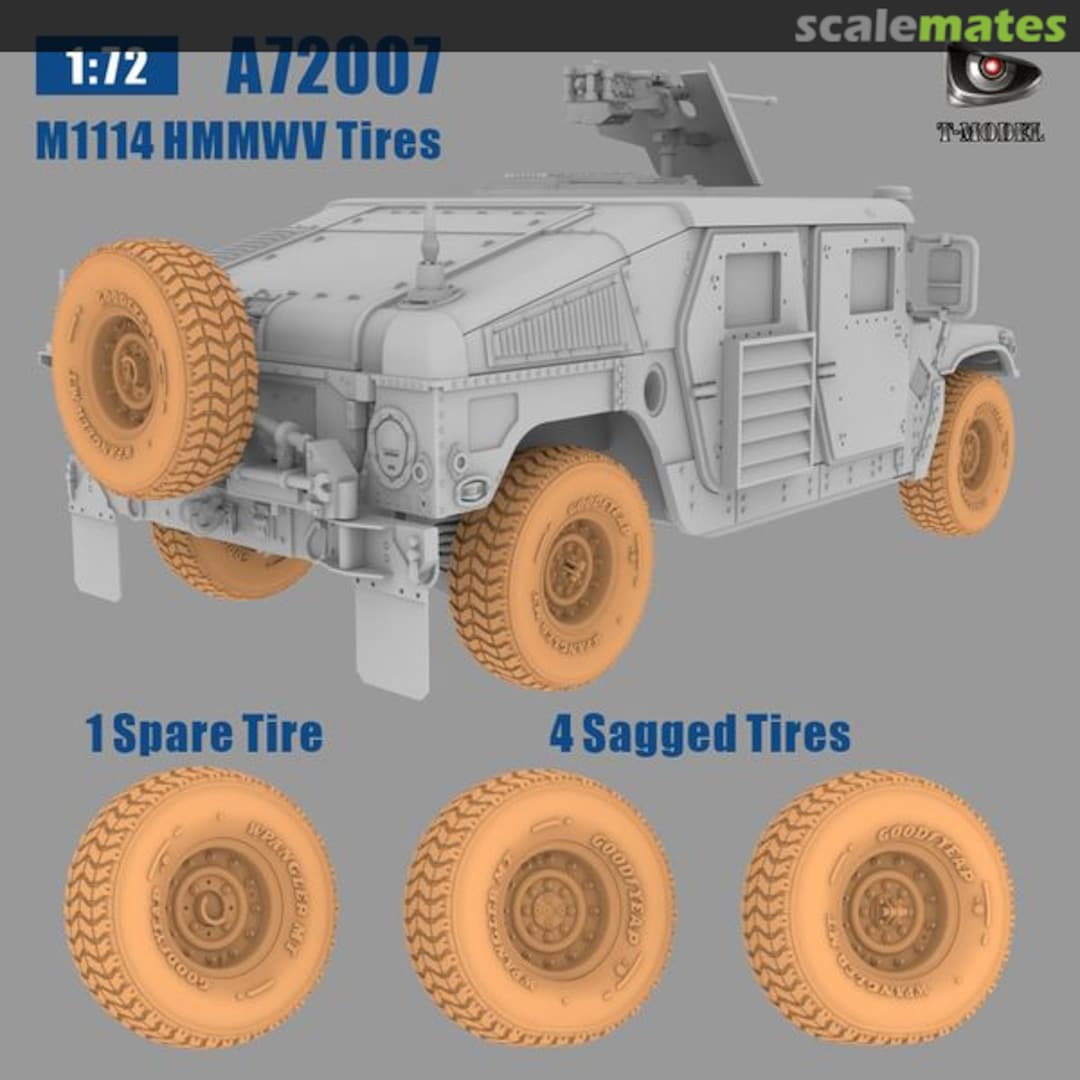 Boxart M1114 HMMWV Tires A72007 T-Model
