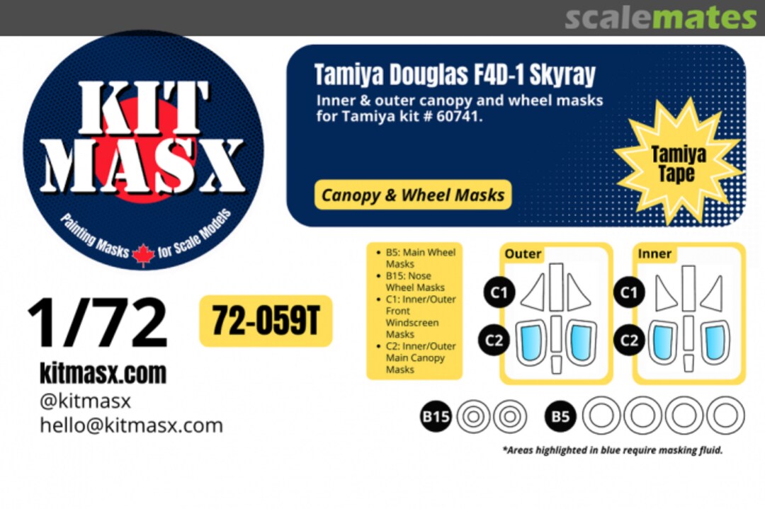 Boxart Tamiya Douglas F4D-1 Skyray, canopy & wheel masks 72-059T Kit Masx Boxart Tamiya Douglas F4D-1 Skyray, canopy & wheel masks 72-059T Kit Masx