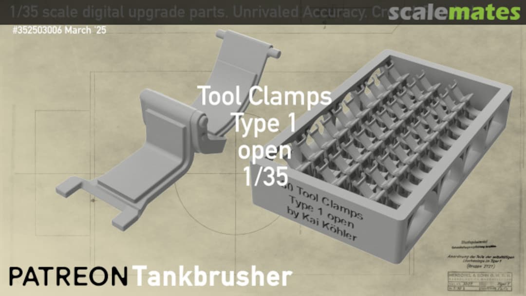 Boxart German tool clamps type 1 open 352503006 Tankbrusher Scale Modeling
