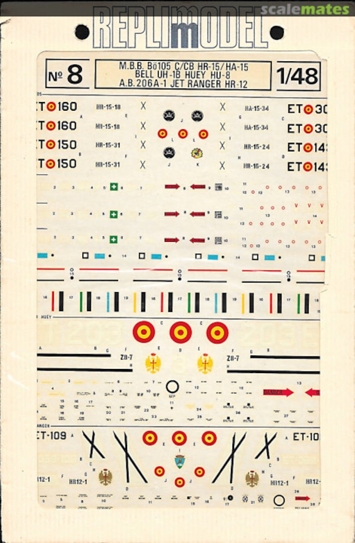 Boxart MBB BO105 C/CB HR-15/HA15 - BELL UH-1B HUEY HU-8 - A.B.206 A-1 JET RANGER HR-12 8-48 Replimodel Boxart MBB BO105 C/CB HR-15/HA15 - BELL UH-1B HUEY HU-8 - A.B.206 A-1 JET RANGER HR-12 8-48 Replimodel