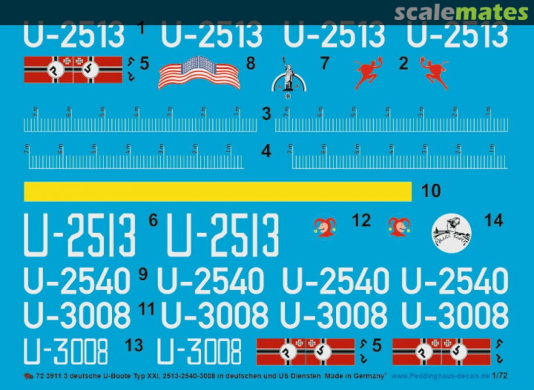 Boxart 3 deutsche U-Boote Typ XXI (U-2513/U-2540/U-3008) 72 3911 Peddinghaus-Decals Boxart 3 deutsche U-Boote Typ XXI (U-2513/U-2540/U-3008) 72 3911 Peddinghaus-Decals