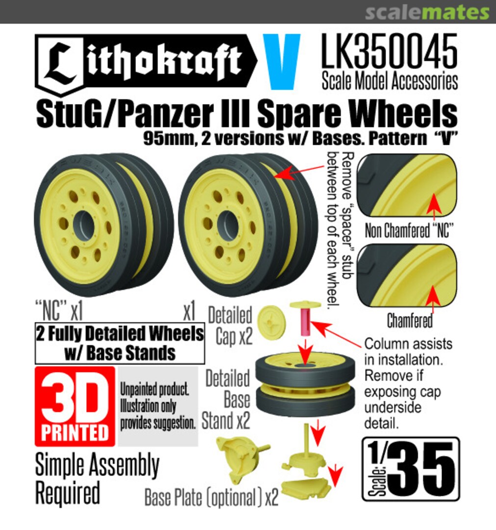 Boxart StuG/Pz III Spare Wheels w/Bases PATTERN V LK350045 Lithokraft