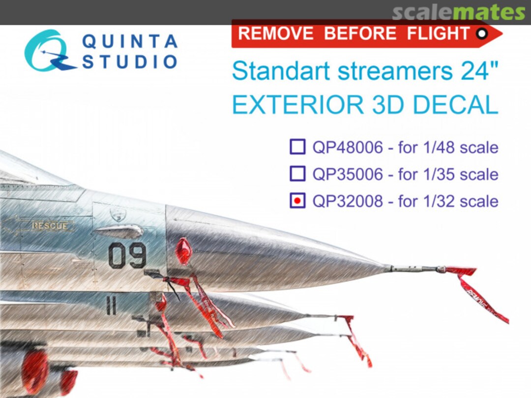 Boxart "Remove Before Flight" standard external streamer 24" exterior 3D decals QP32008 Quinta Studio