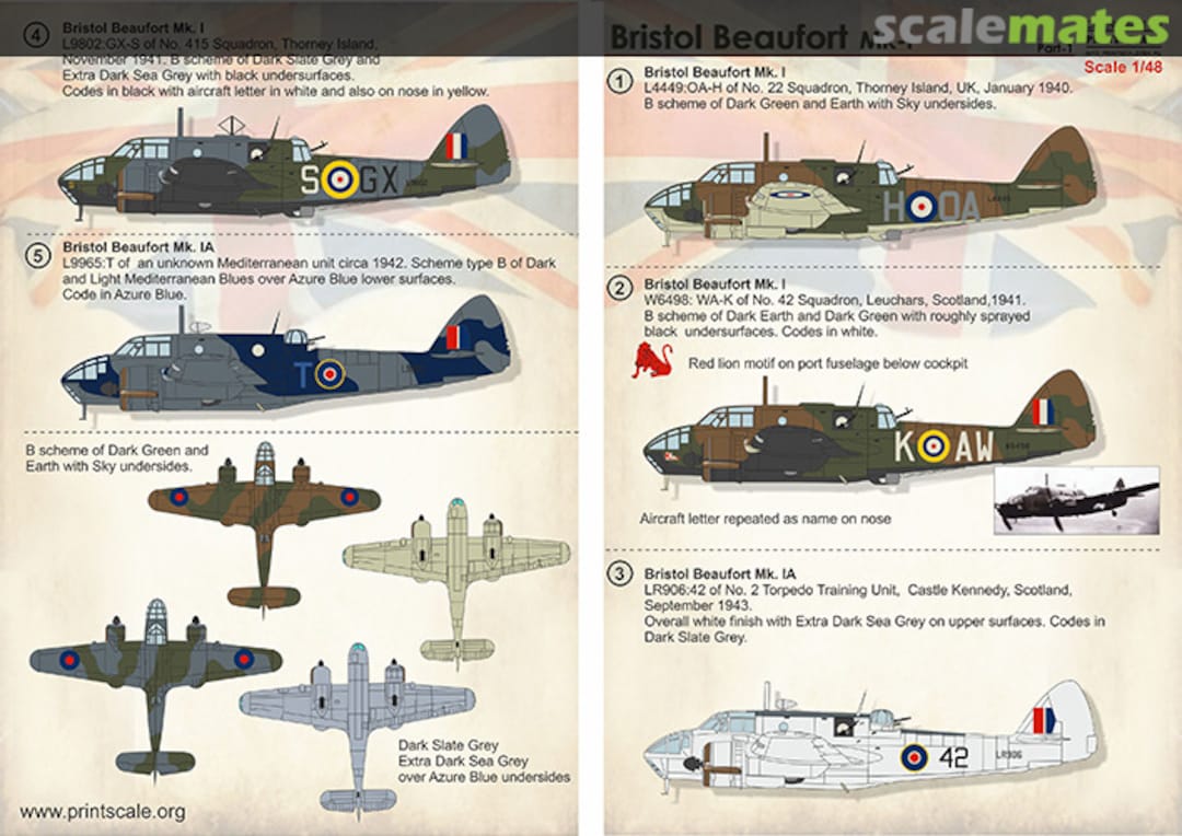 Boxart Bristol Beaufort Mk I 48-140 Print Scale