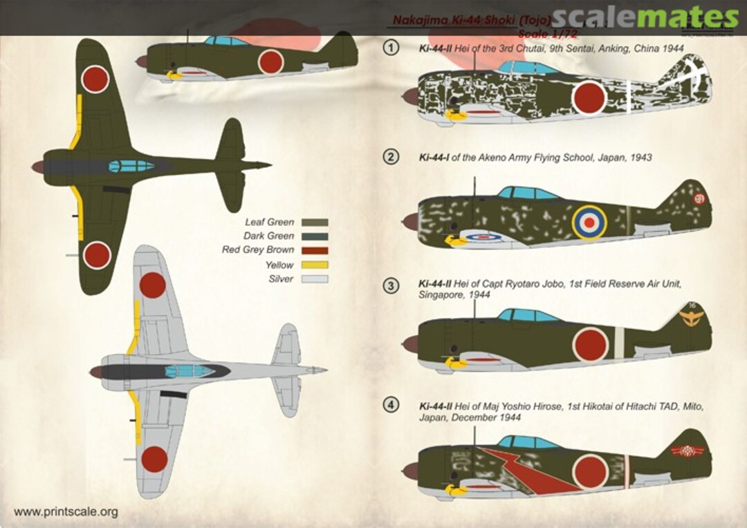 Boxart Nakajima Ki-44 Shoki 72-274 Print Scale