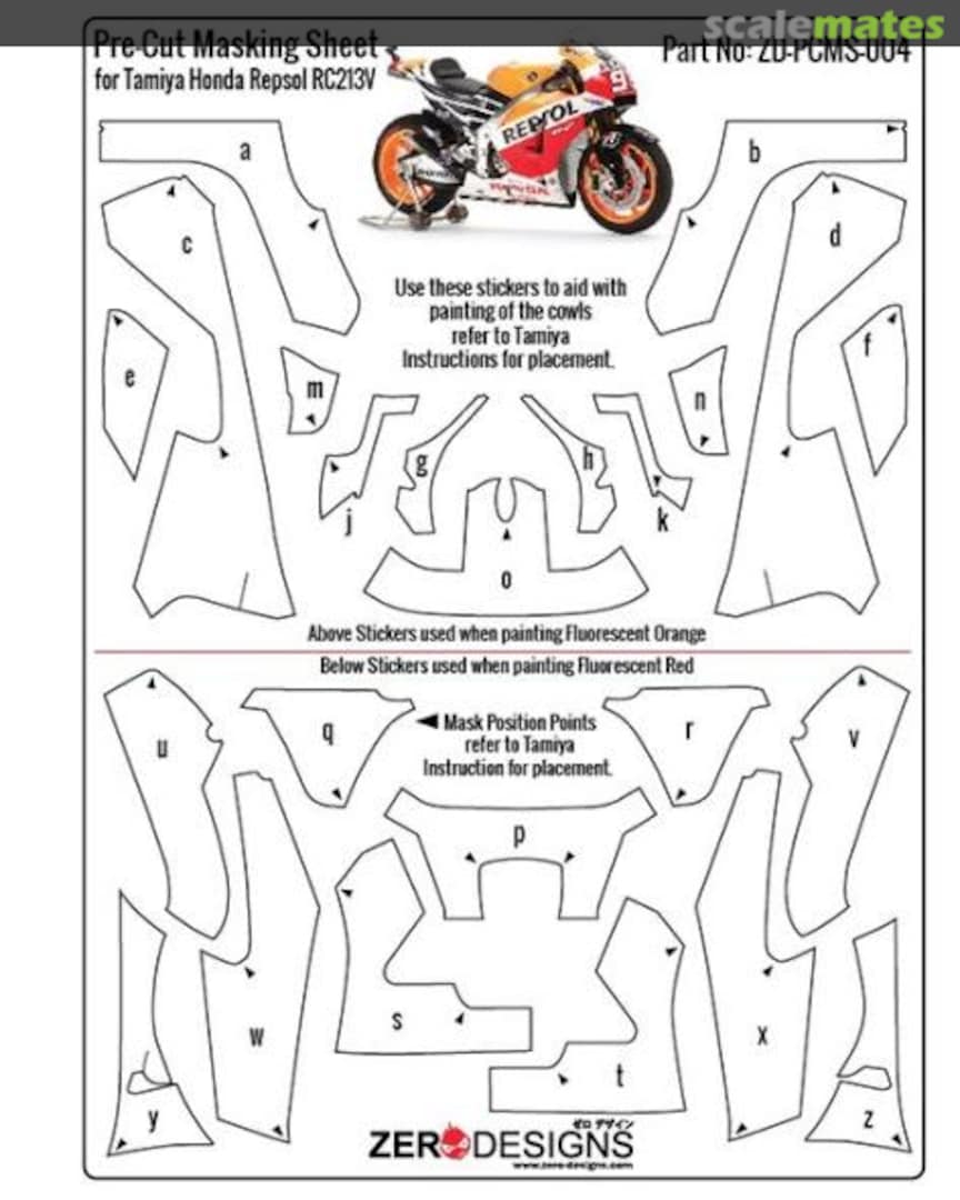 Boxart Pre-Cut Masking Sheet Repsol Honda RC213V ZD-PCMS-004 Zerodesigns