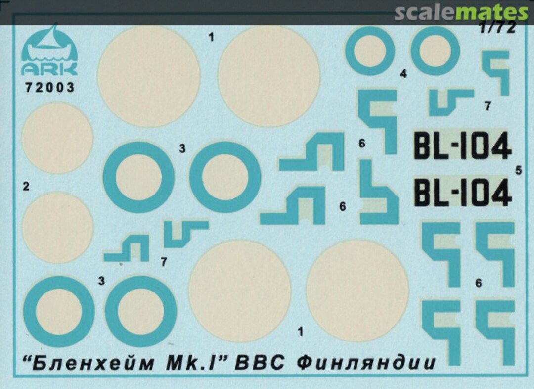 Contents Bristol Blenheim Mk.I 72003 Ark Models Contents Bristol Blenheim Mk.I 72003 Ark Models