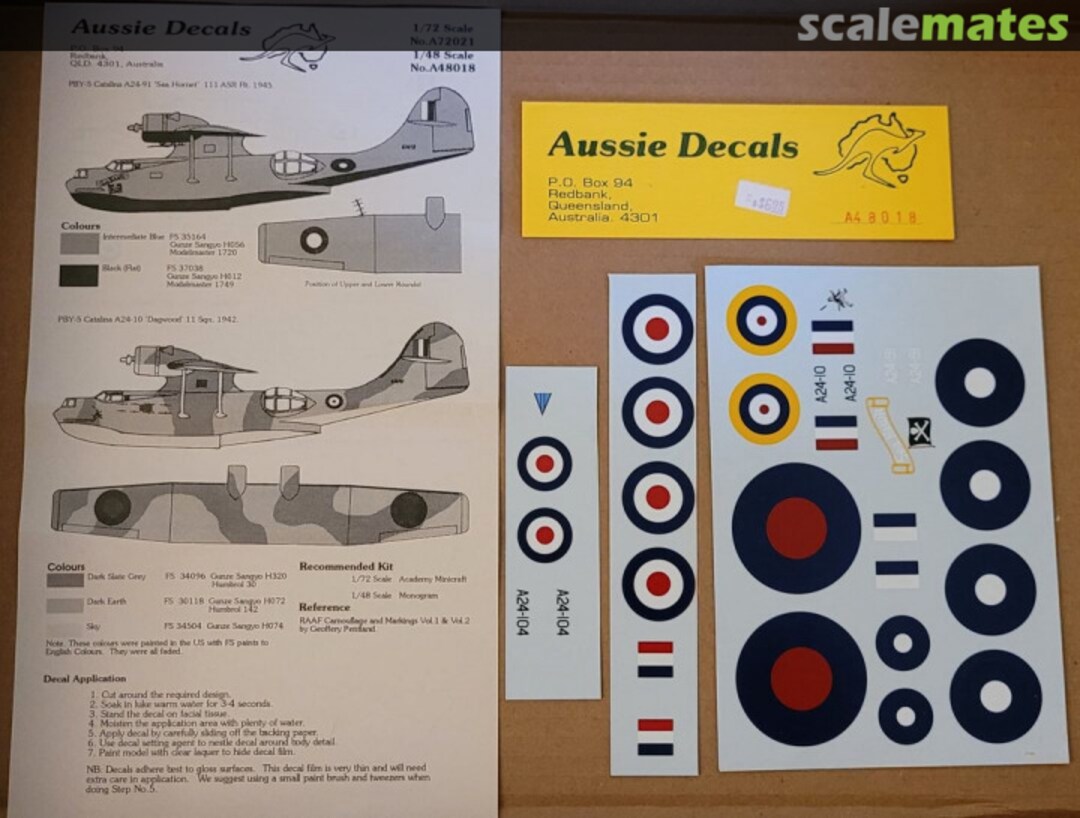 Boxart RAAF & RN PBYs in SW Pacific A48018 Aussie Decals Boxart RAAF & RN PBYs in SW Pacific A48018 Aussie Decals