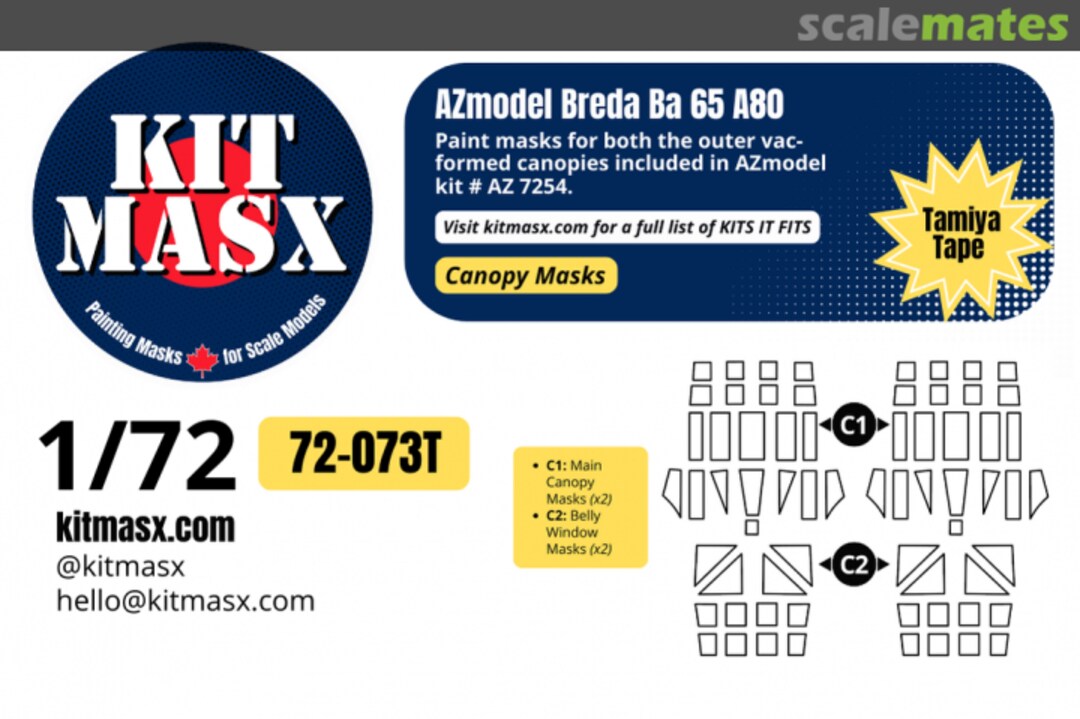 Boxart Breda Ba 65 A80, canopy masks 72-073T Kit Masx Boxart Breda Ba 65 A80, canopy masks 72-073T Kit Masx
