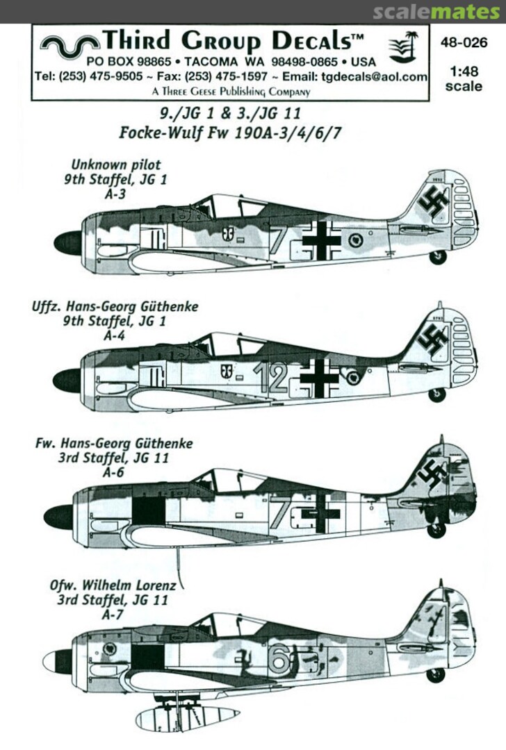 Boxart Focke-Wulf Fw 190A-3/4/6/7 48-026 Third Group Decals Boxart Focke-Wulf Fw 190A-3/4/6/7 48-026 Third Group Decals