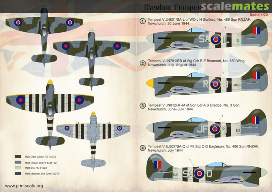 Boxart Hawker Tempest Mk.V 72-273 Print Scale