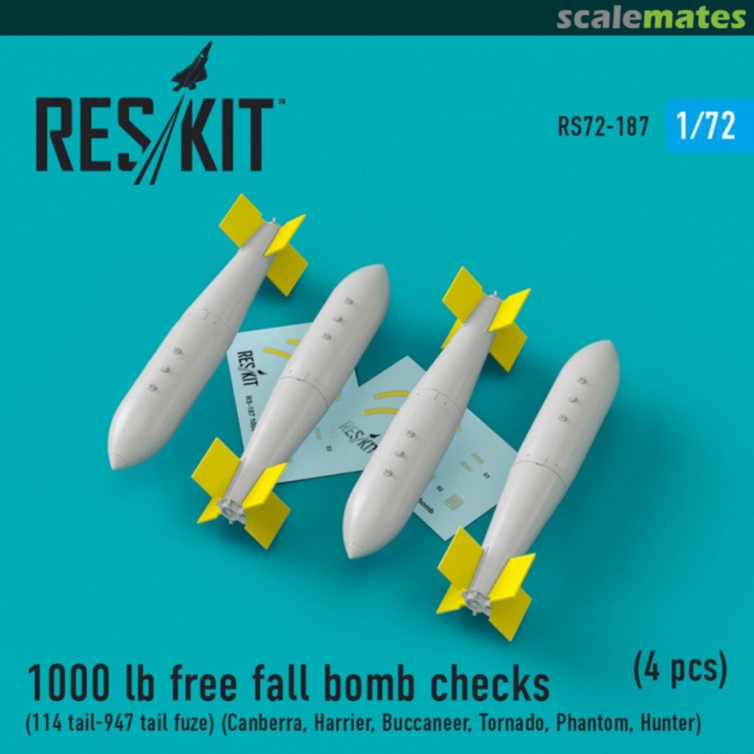 Boxart 1000 lb Free-fall Bomb w/Tail Type 114 & Tail Fuze No.947 RS72-0187 ResKit