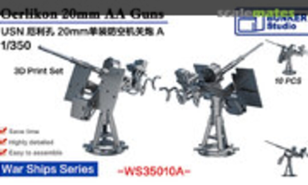 1:350 USN Oerlikon 20mm AA Guns A (Bunker Studio WS35010A)