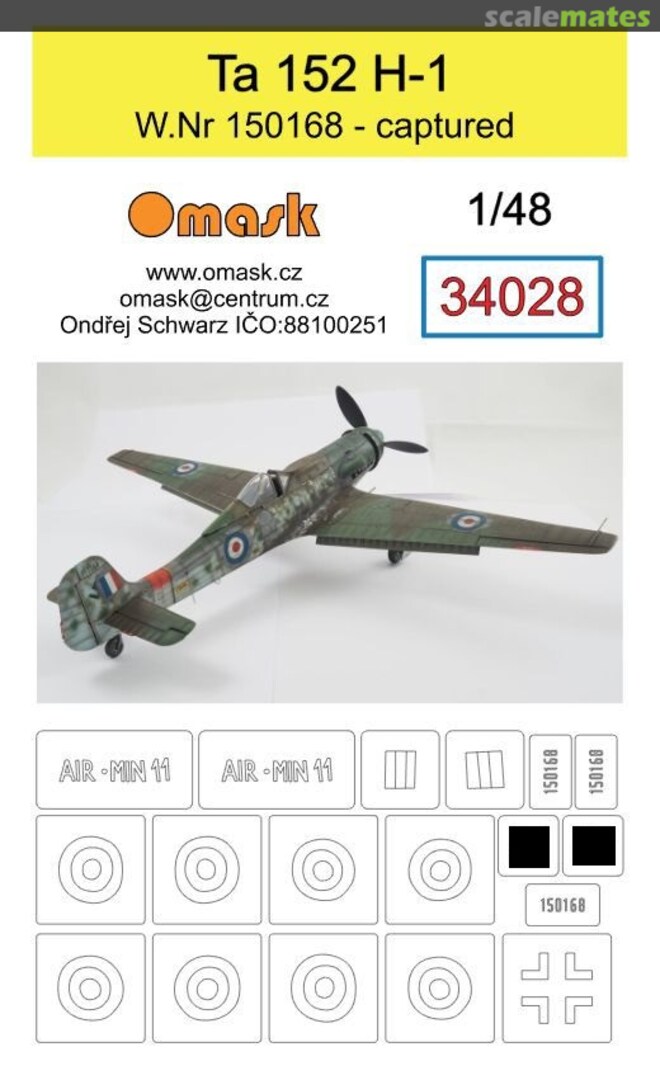 Boxart Ta 152 H-1 W.Nr. 150168 - Captured Mask 34028 Omask Boxart Ta 152 H-1 W.Nr. 150168 - Captured Mask 34028 Omask