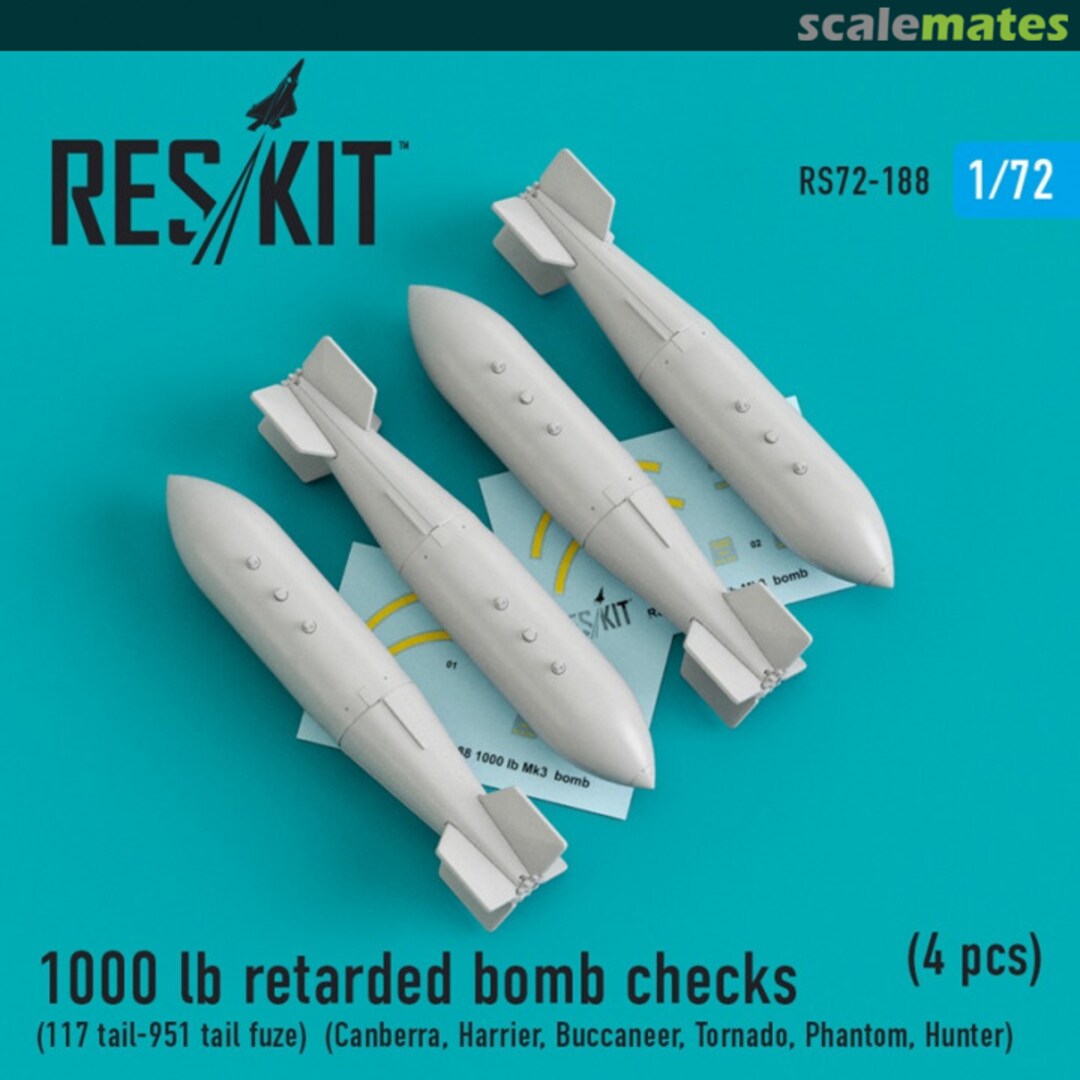 Boxart 1000 lb Retarded Bomb with Tail Type 117 & Tail Fuze No.951 RS72-0188 ResKit Boxart 1000 lb Retarded Bomb with Tail Type 117 & Tail Fuze No.951 RS72-0188 ResKit