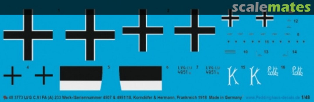 Boxart LVG C.VI FA (A) 233 Werk-/Seriennummer 4507 & 4951/18 48 3773 Peddinghaus-Decals Boxart LVG C.VI FA (A) 233 Werk-/Seriennummer 4507 & 4951/18 48 3773 Peddinghaus-Decals