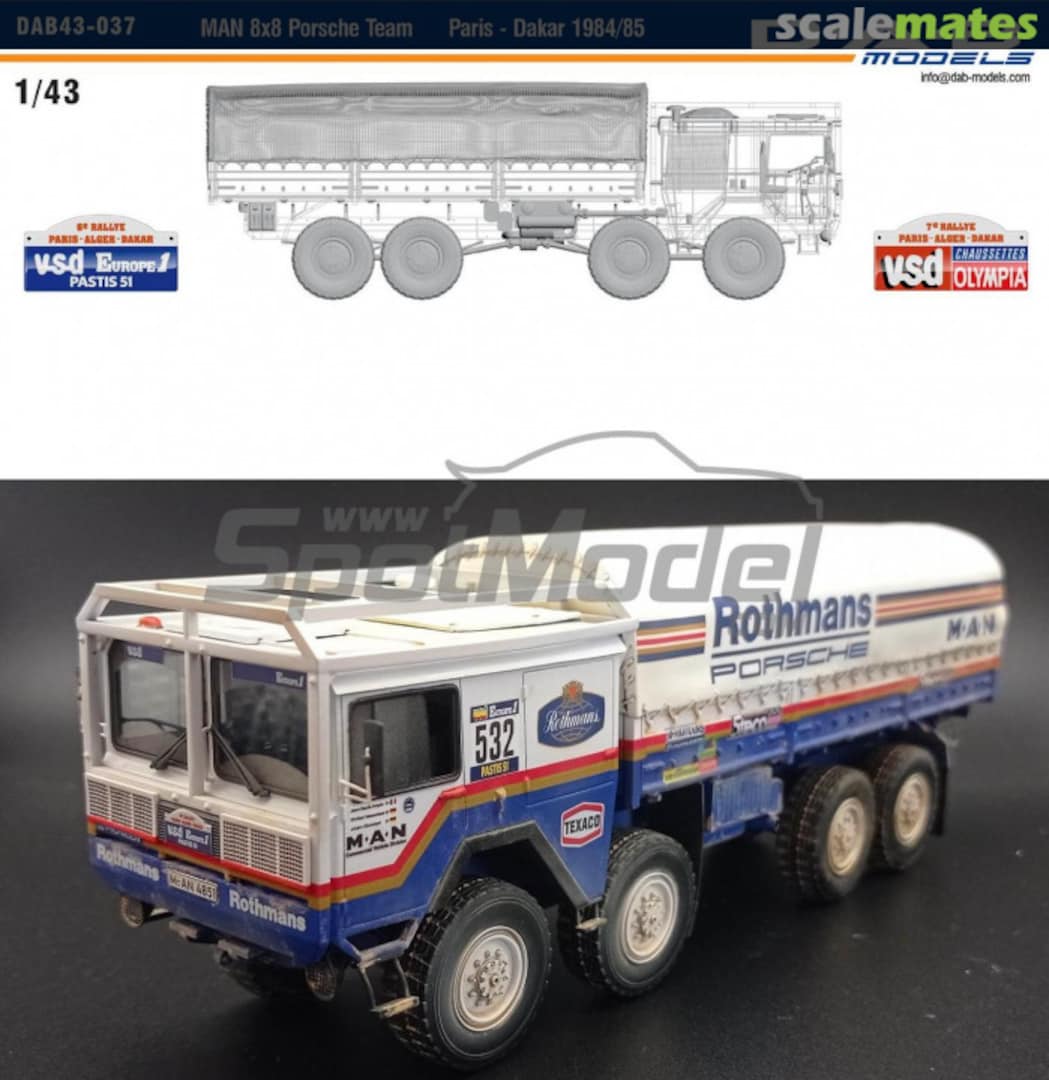 Boxart MAN 8x8 Porsche Team sponsored by Rothmans #532, 656 DAB43-037 D.A.B. Models Boxart MAN 8x8 Porsche Team sponsored by Rothmans #532, 656 DAB43-037 D.A.B. Models
