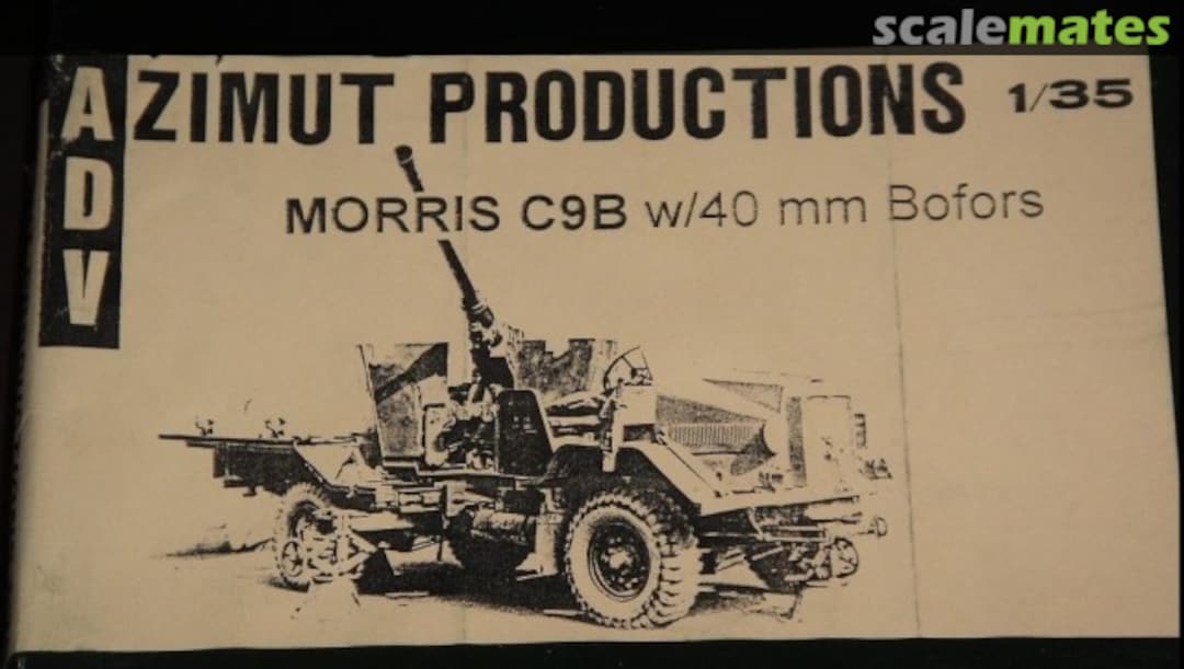 Boxart British Morris C9B with 40 mm Bofors AA gun 35018 ADV Azimut Boxart British Morris C9B with 40 mm Bofors AA gun 35018 ADV Azimut