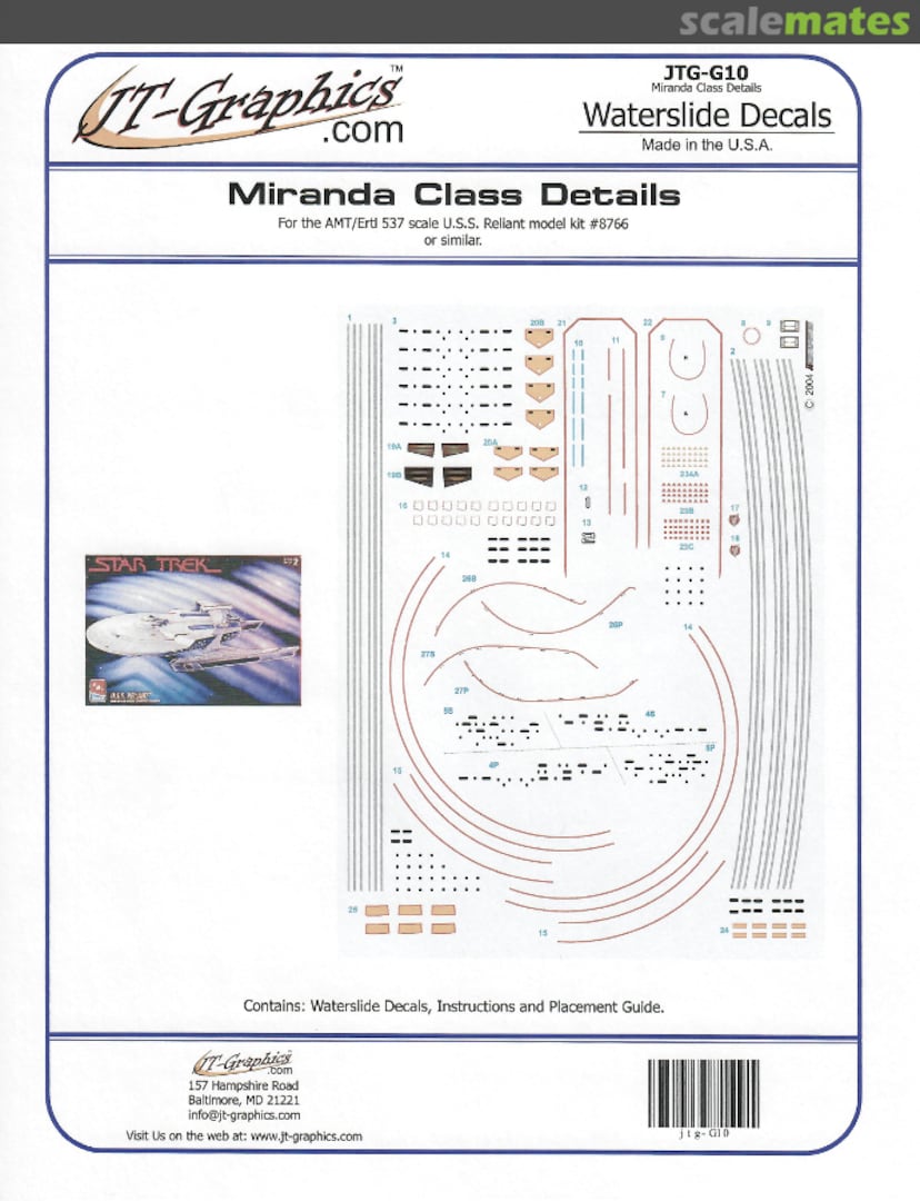 Boxart Miranda Class Details Decals JTG-G10 JT-Graphics Boxart Miranda Class Details Decals JTG-G10 JT-Graphics