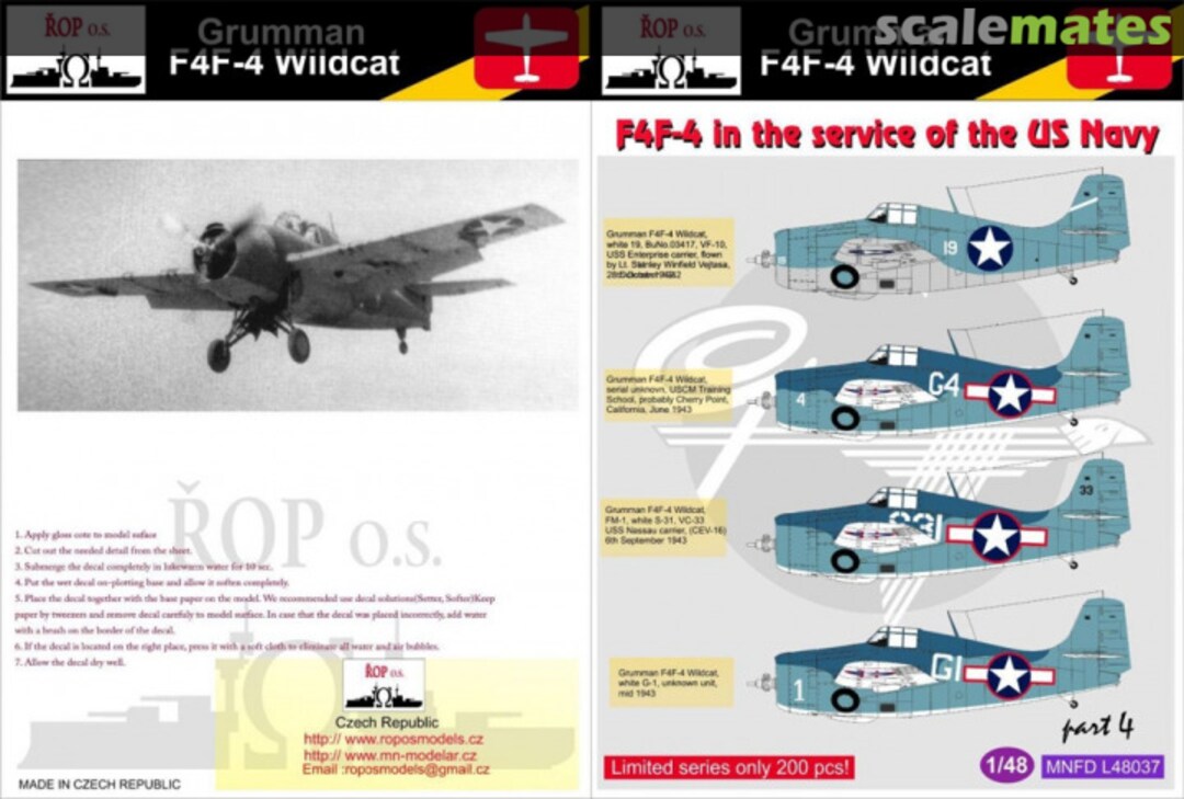 Boxart Grumman F4F-4 Wildcat MNFD L48037 ROP o.s. Boxart Grumman F4F-4 Wildcat MNFD L48037 ROP o.s.