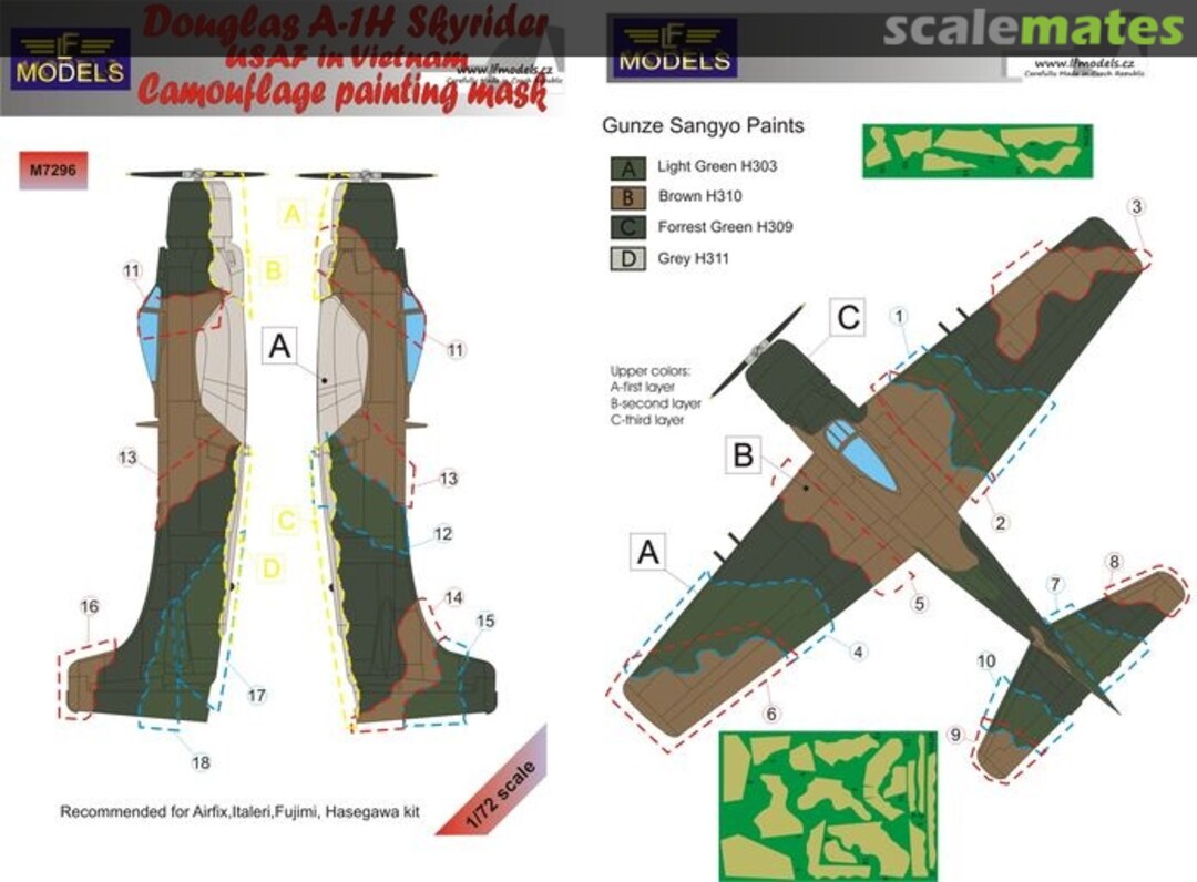 Boxart Douglas A-1H Skyraider USAF in Vietnam M7296 LF Models Boxart Douglas A-1H Skyraider USAF in Vietnam M7296 LF Models