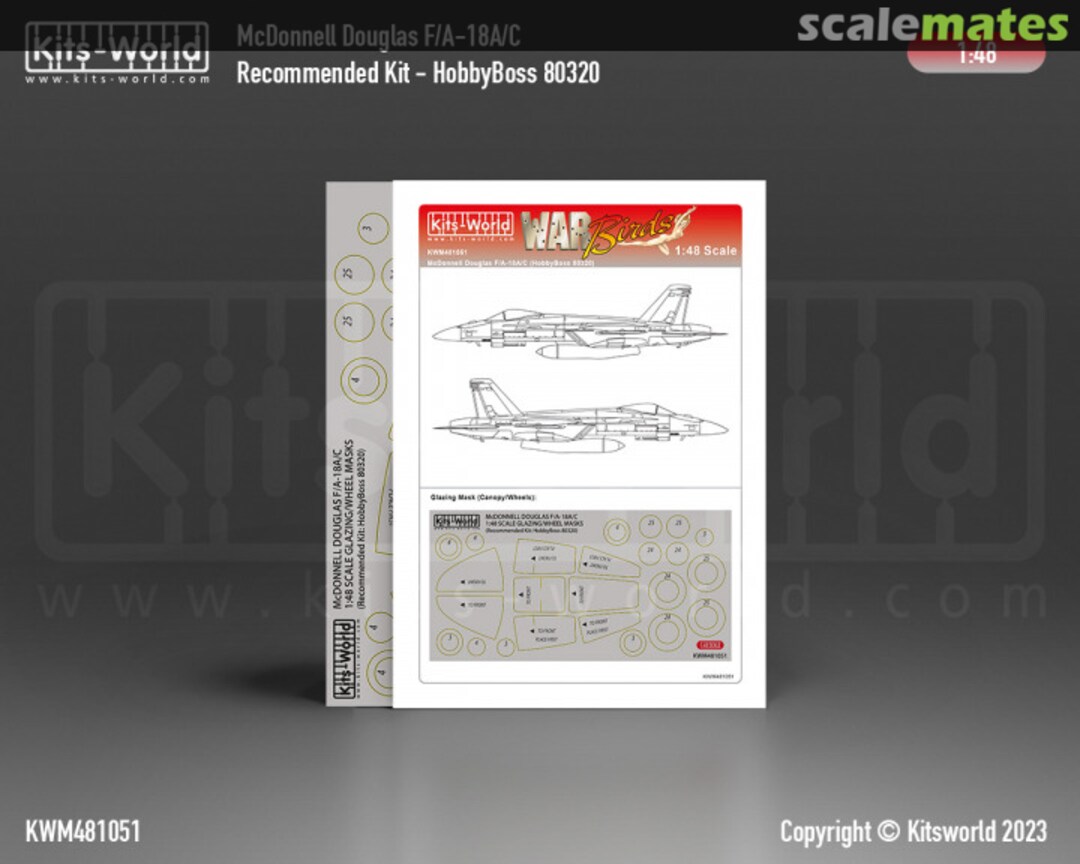 Boxart McDonnell Douglas F/A-18A/C glazing and wheel mask set KWM481051 Kits-World Boxart McDonnell Douglas F/A-18A/C glazing and wheel mask set KWM481051 Kits-World