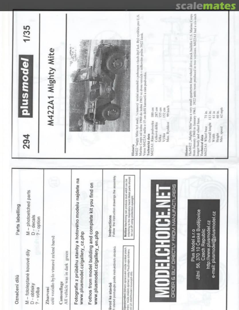 Boxart M422 Mighty Mite 294 PlusModel Boxart M422 Mighty Mite 294 PlusModel