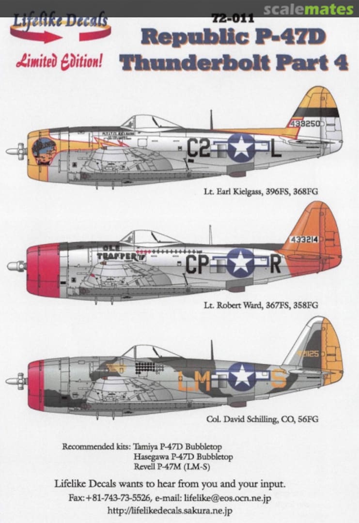 Boxart Republic P-47D Thunderbolt 72-011 Lifelike Decals