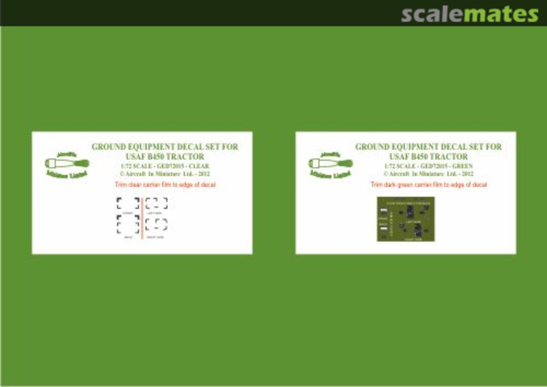 Boxart Decals for the USAF B450 Tractor GED72015 Aircraft In Miniature Ltd