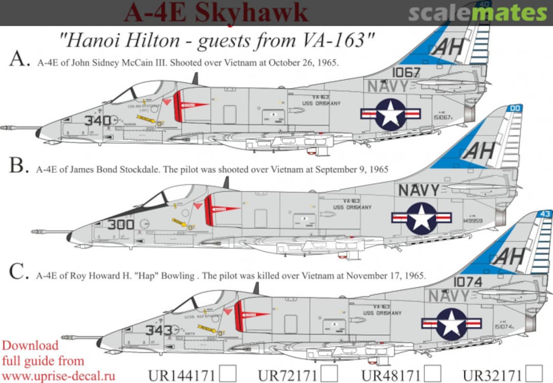 Boxart A-4E Skyhawk "Hanoi Hilton" - Guests from VA-163 UR72171 UpRise Decal