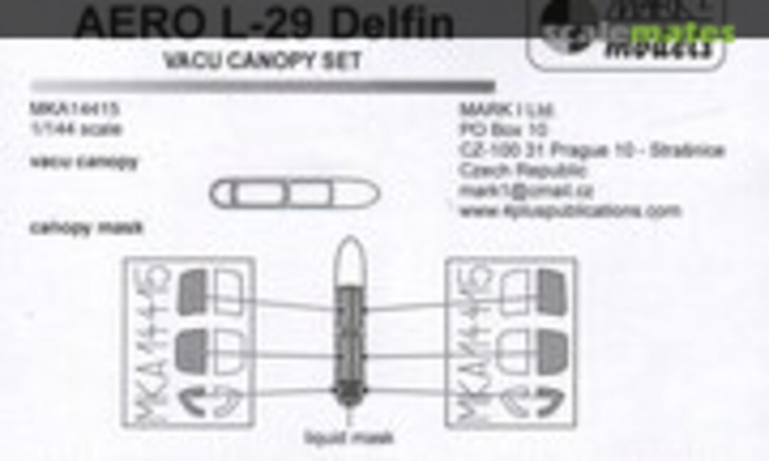 1:144 Aero L-29 Delfin Vacu Canopy Set (Mark I Models MKA14415)