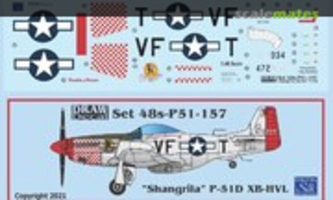 1:48 “Shangrila” P-51D XB-HVL (Draw Decal 48-P51-157) 48-P51-157
