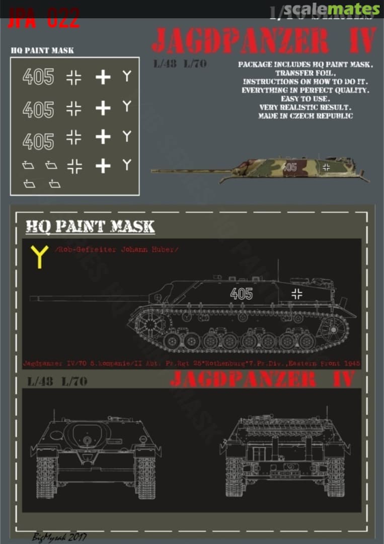 Boxart Jagdpanzer L70 5.kompanie/II Abt.Pz.Rgt 25 'Rothenburg' 7 Pz.Div Eastern Front 1945 Paint Mask JGA 0022 HQ-Masks Boxart Jagdpanzer L70 5.kompanie/II Abt.Pz.Rgt 25 'Rothenburg' 7 Pz.Div Eastern Front 1945 Paint Mask JGA 0022 HQ-Masks