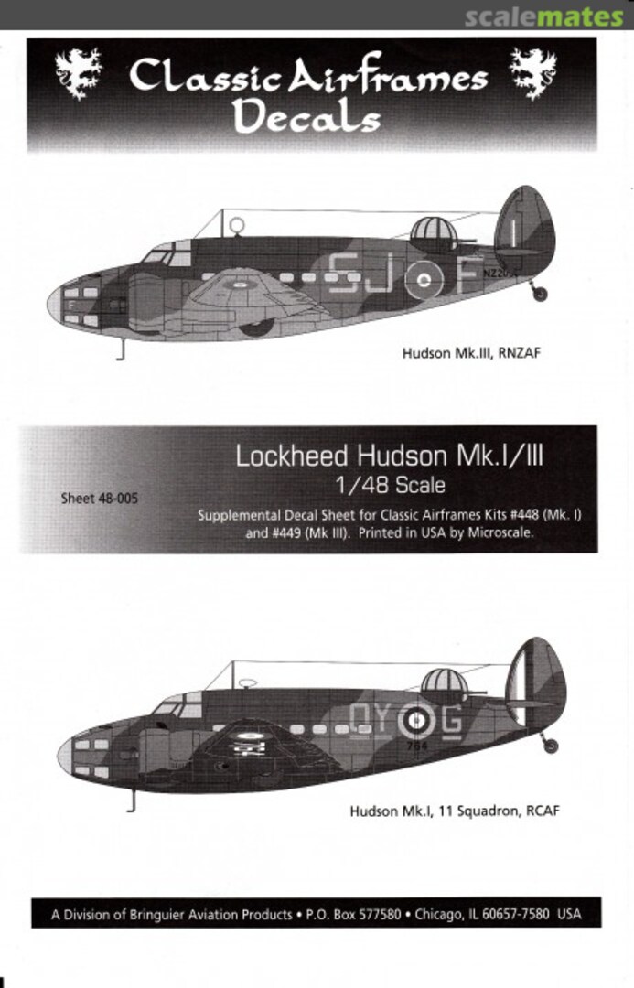 Boxart Lockheed Hudson Mk. III / IV 48-005 Classic Airframes Boxart Lockheed Hudson Mk. III / IV 48-005 Classic Airframes