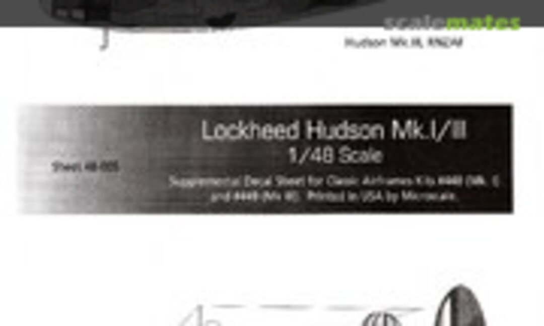 1:48 Lockheed Hudson Mk. III / IV (Classic Airframes 48-005) 48-005