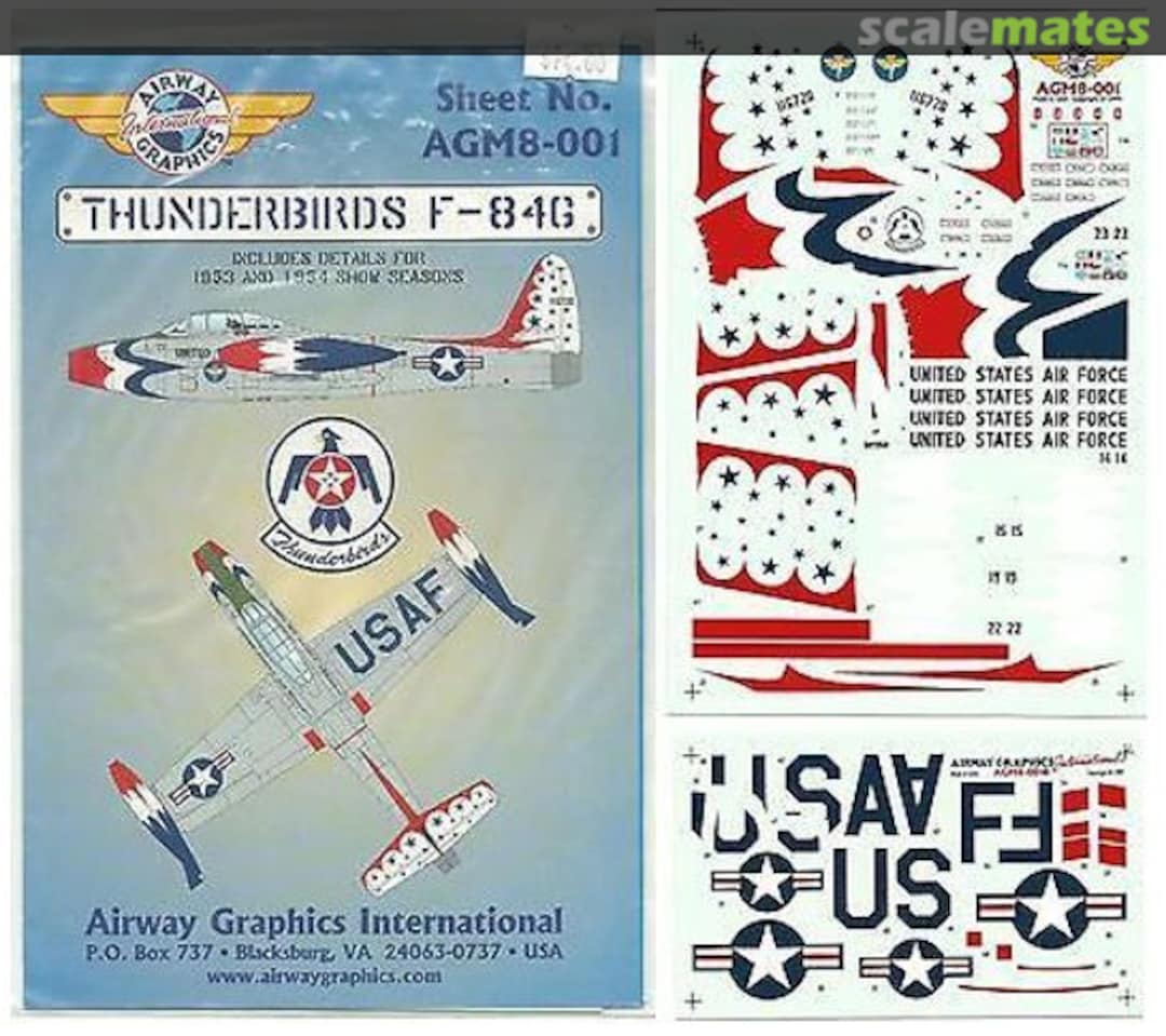 Boxart Republic F-84G Thunderjet: USAF Thunderbirds AGM8-001 Airway Graphics Boxart Republic F-84G Thunderjet: USAF Thunderbirds AGM8-001 Airway Graphics